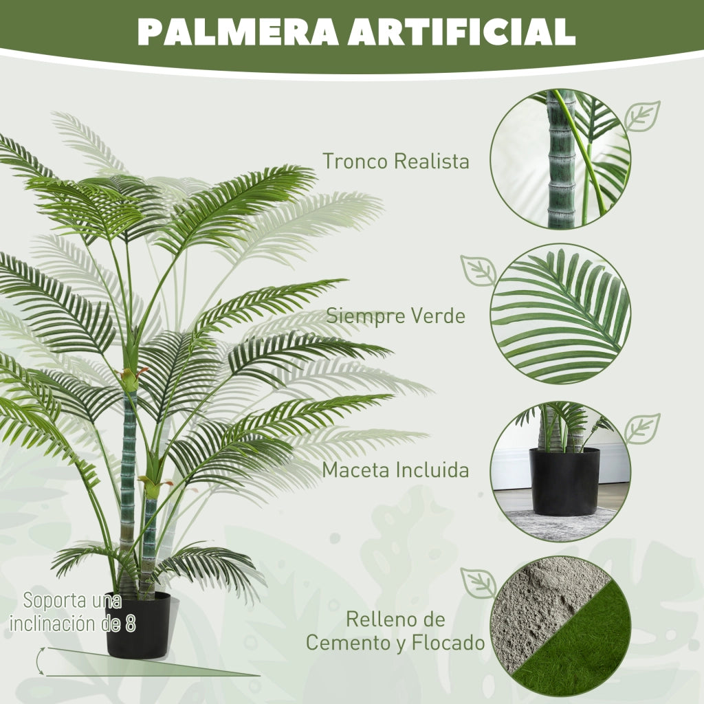 Palma Artificiale Decorativa 170 cm ¨C Xylo ¨C Con Vaso e Foglie Verde per Interni