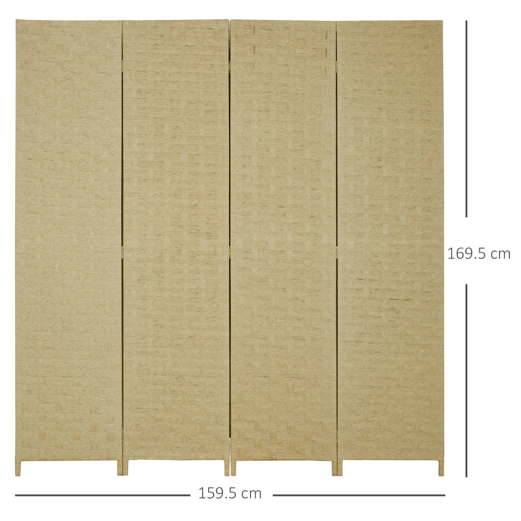 EasyComfort Paravento Separé da Interno a 4 Ante in Legno, Pieghevole e Salvaspazio Altezza 170cm, Marrone