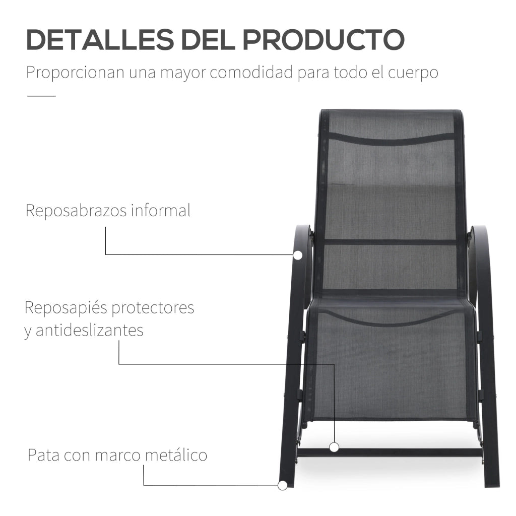 Set Tumbonas con Tavolino ¨C zephmum ¨C Grigio, Polipropilene, 100x200x80
