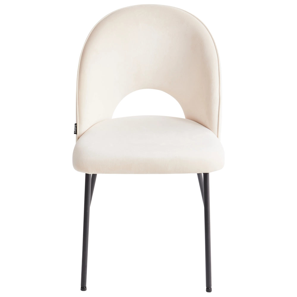 Set di 2 sedie da pranzo rivestimento in tessuto beige gambe nere glamour retrò