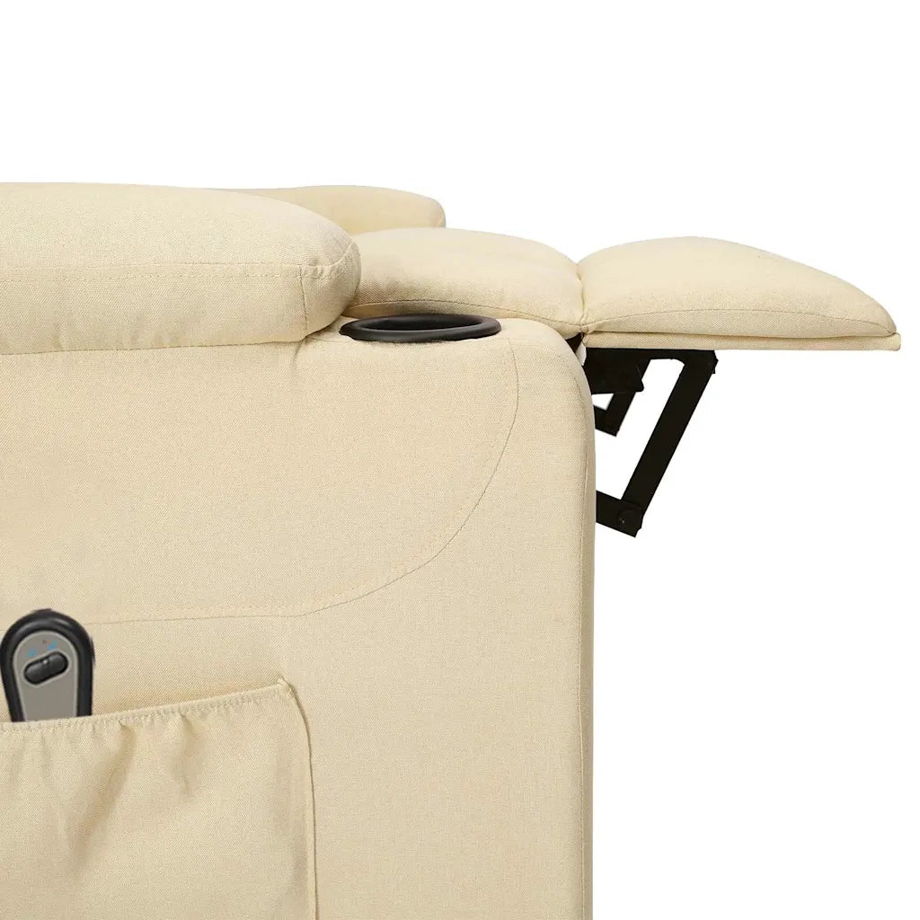Poltrona Elettrica Reclinabile-Divano Sedia Crema in Tessuto 411533