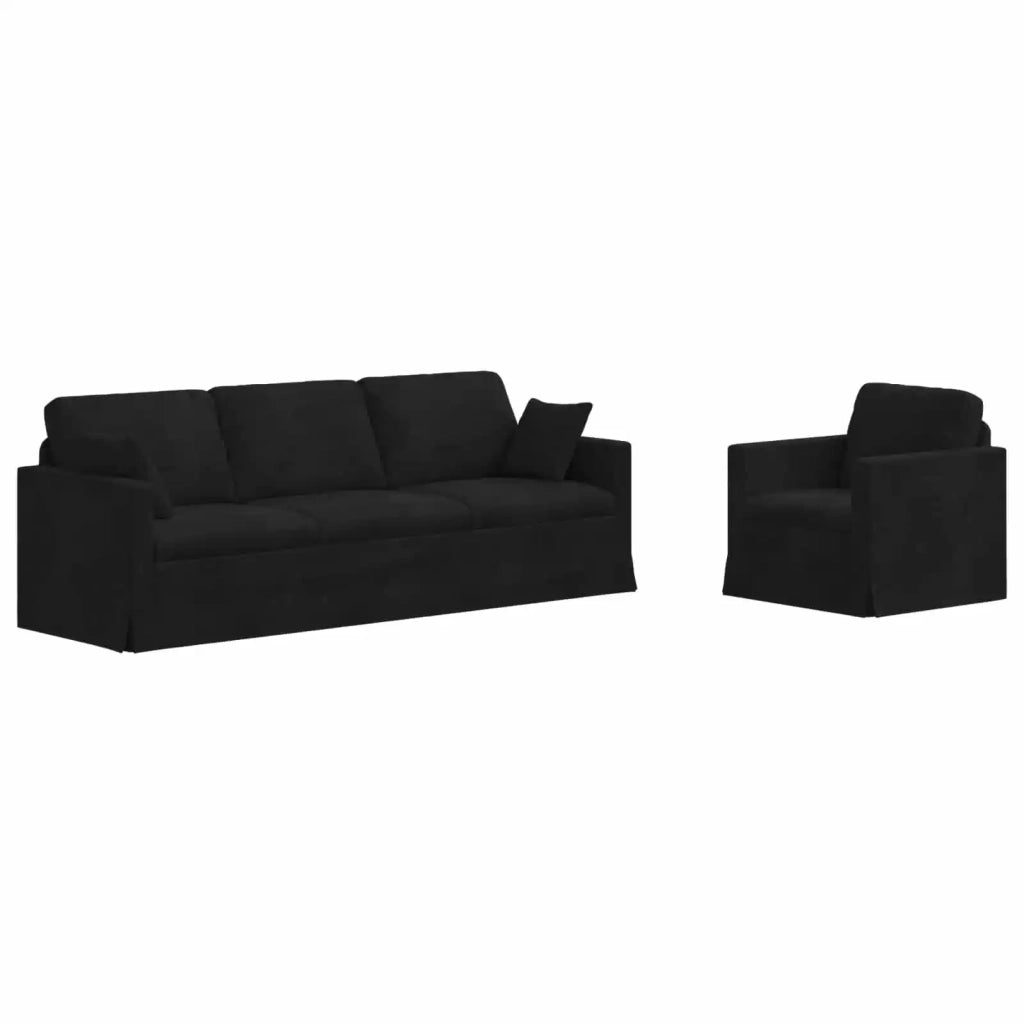 Set di divani 2 pcs Nero Velluto