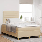 Letto con Box Spring con Materasso e LED Panna 120x190 cm Tessuto