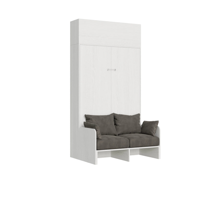 Letto a scomparsa 120 verticale Kentaro Sofà con pensile vasistas - ALESSIA 20 - Bianco Frassino