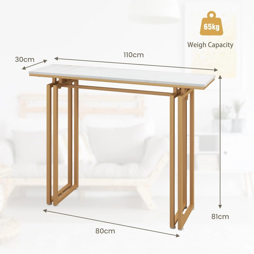 Tavolo Consolle, Consolle Ingresso, Tavolino Console di Ingresso, Telaio Robusto e Stabile, Piedini Regolabili, per Ingresso, Soggiorno, Corridoio, Stile Moderno (Oro)