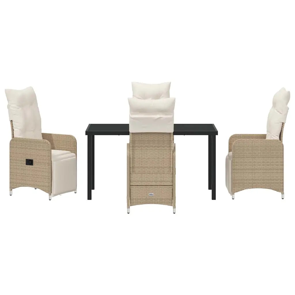 Set da Pranzo per Giardino con cuscino 5 pcs Beige polyrattan