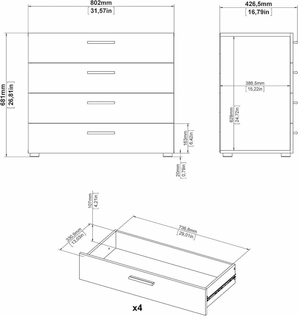 Cassettiera Arwen, Settimino multiuso, Comò camera da letto, Mobile con cassetti, 80x40 h68 cm, Bianco