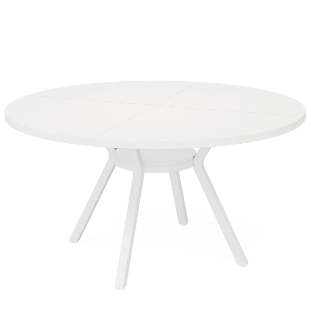 Tavolo da pranzo rotondo bianco Ø119,4 cm in legno e metallo per 4-6 persone