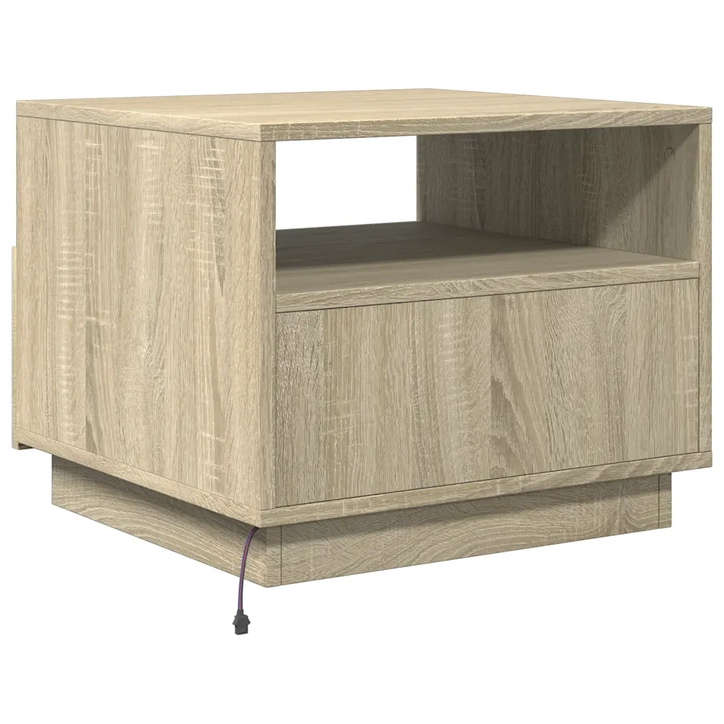 Tavolino da salotto | Tavolino da caff¨¨ | Tavolino da Soggiorno con Luci LED Rovere Sonoma 50x49x40 cm