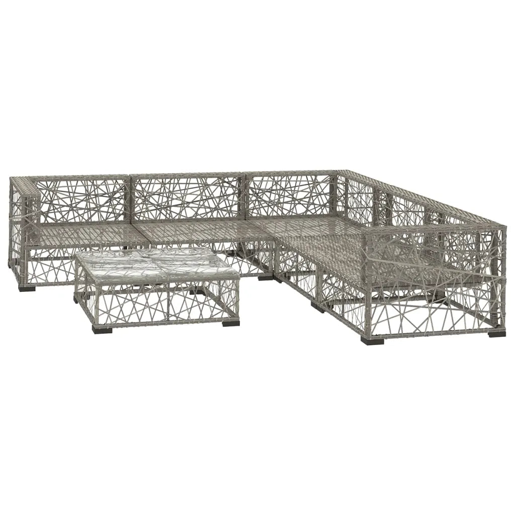 Set Divani da Giardino 6 pz con Cuscini in Polyrattan Grigio cod mxl 35208