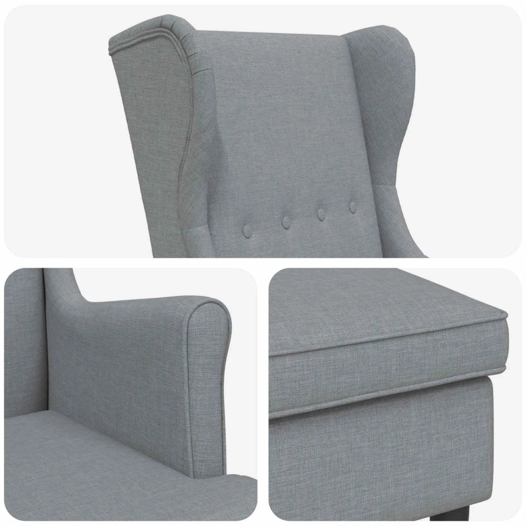 Poltrona con Ottomano 2 pz Grigio Chiaro Tessuto 3418831