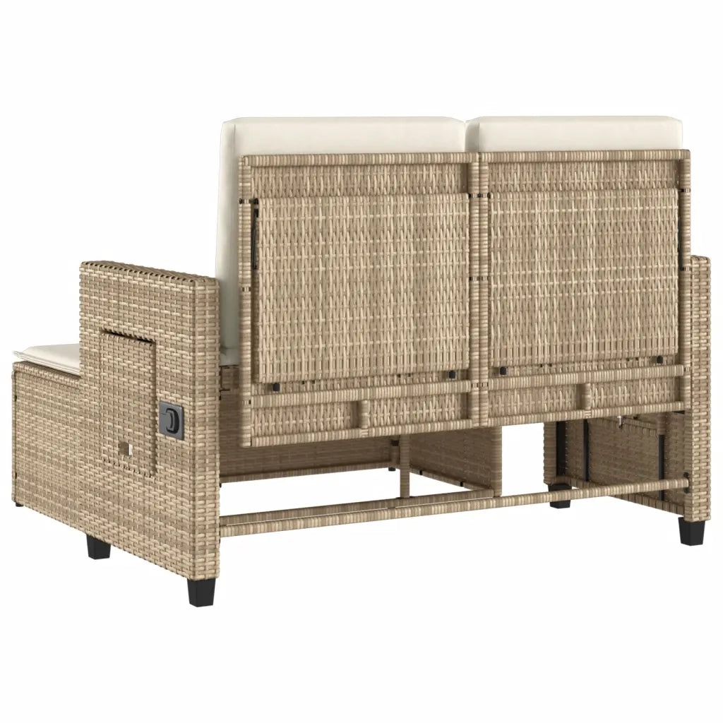 Panca Reclinabile da Giardino con Cuscini-Sgabello-Sedia da esterno Beige in Polyrattan 733946