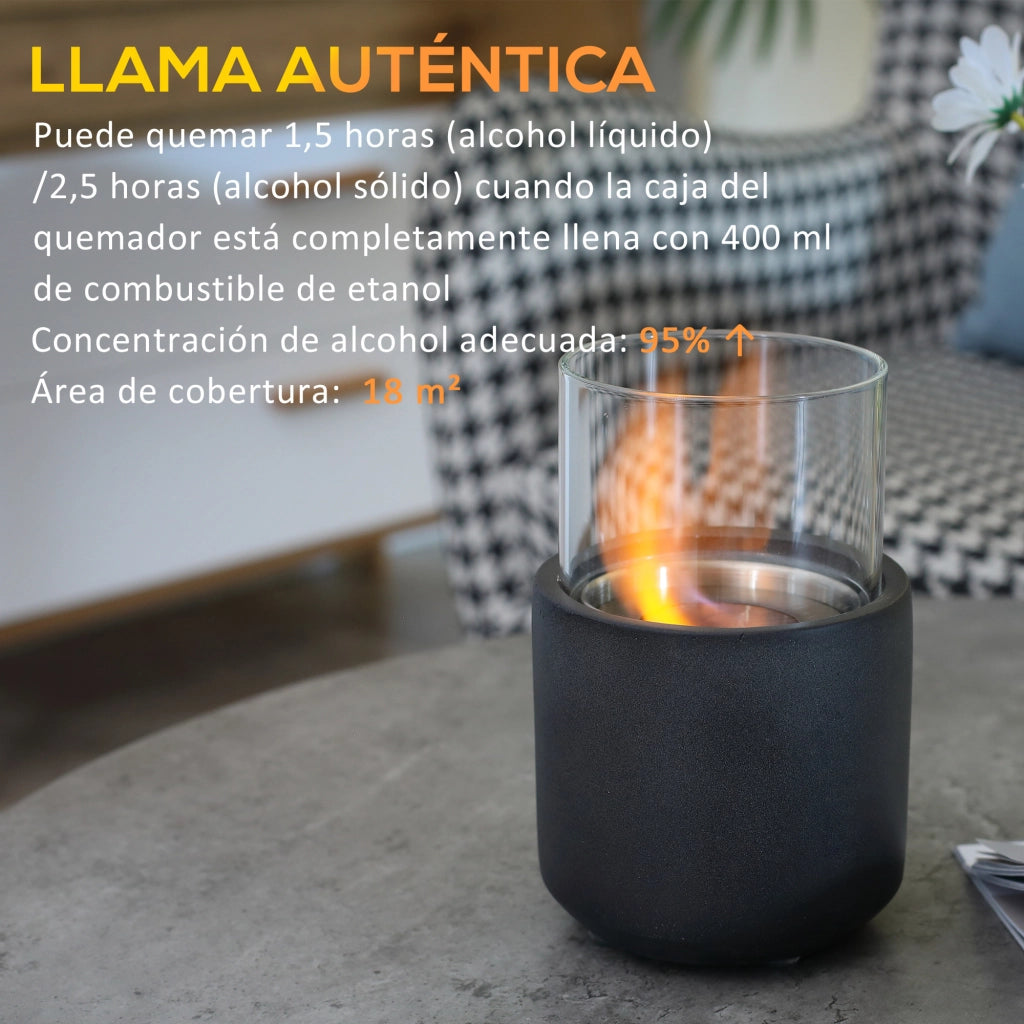 Caminetto Bioetanolo da Tavolo ¨C zephmum ¨C 12x12x19cm Grigio Scuro