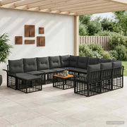 Set Divano da Giardino 13 pcs Nero e Grigio scuro polyrattan 3437827