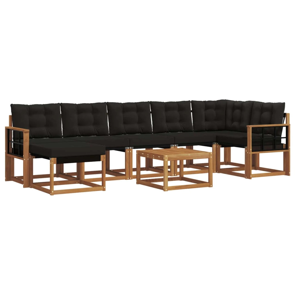 Set di divani da esterno con cuscino 8 pcs Naturale e Nero 3368911