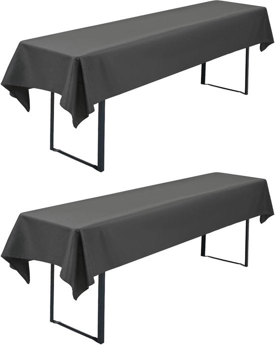 Set da tavola 2 pezzi 110 x 260 cm, tessuto in poliestere, lavabile e resistente, adatto per feste all'aperto, compleanni o barbecue (grigio scuro)