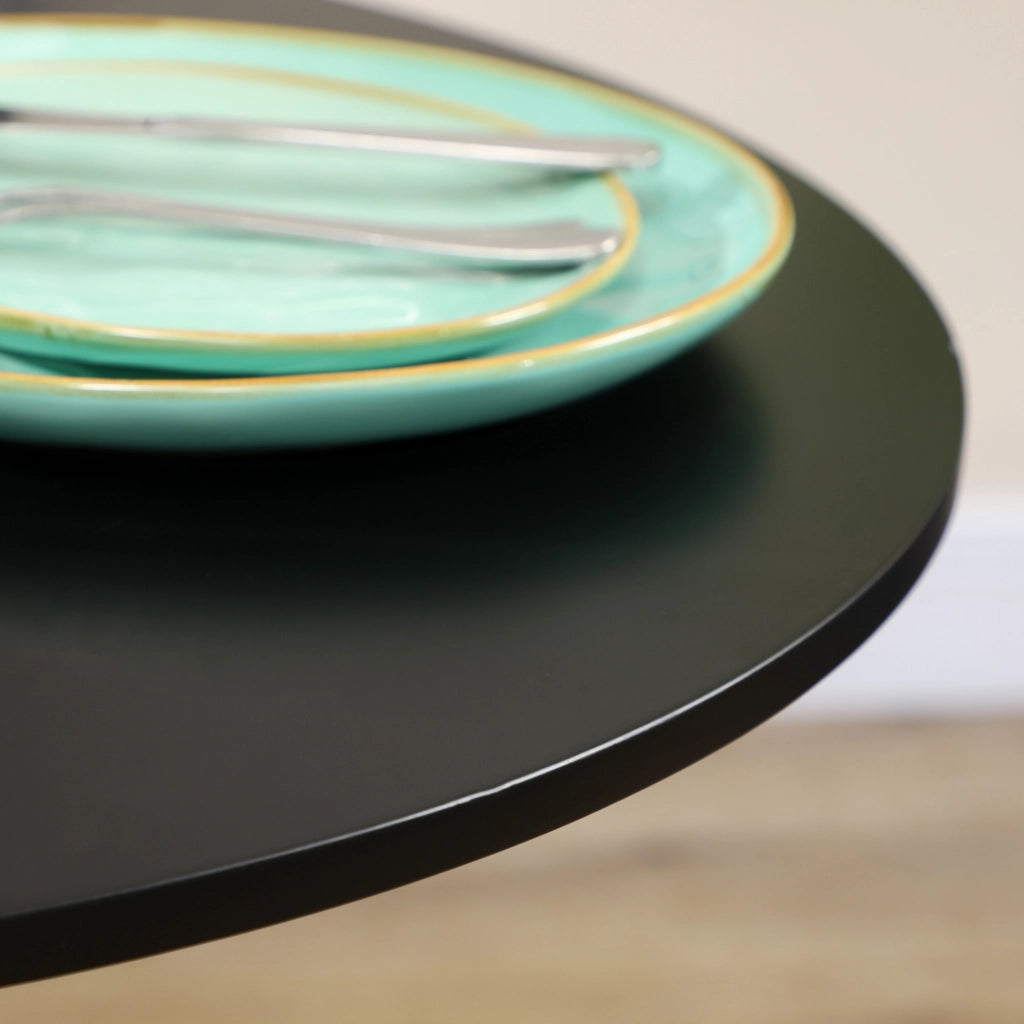 Tavolo da Pranzo Rotondo per 2 Persone con Base in Acciaio ¨C zephmum ¨C Nero ?70x75 cm