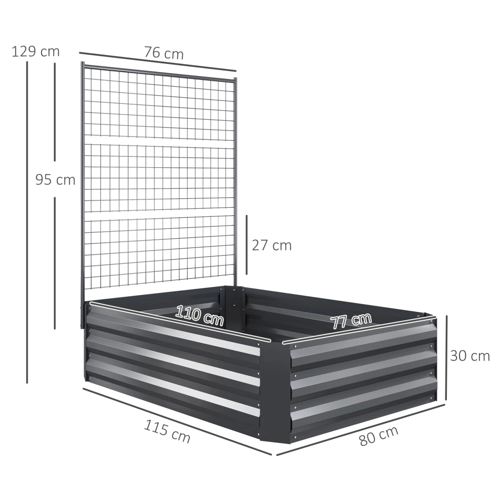 Fioriera con Grigliato per Piante Rampicanti ¨C Xylo ¨C Grigio Scuro 80x115x125 cm