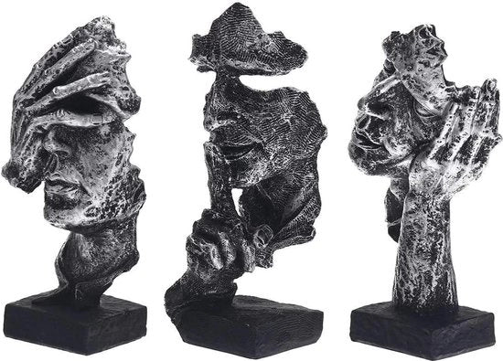 Decorazioni moderne per ufficio, soggiorno e camera da letto, tre pezzi, sculture decorative, articoli decorativi, sculture e busti (argento)