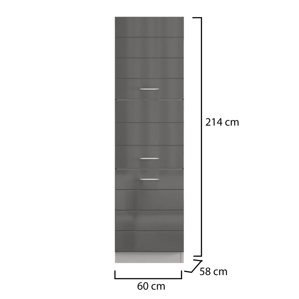 Mobile da Cucina Cochem, Dispensa da Cucina 6 Ripiani, 60x58x214h cm Nero Antracite