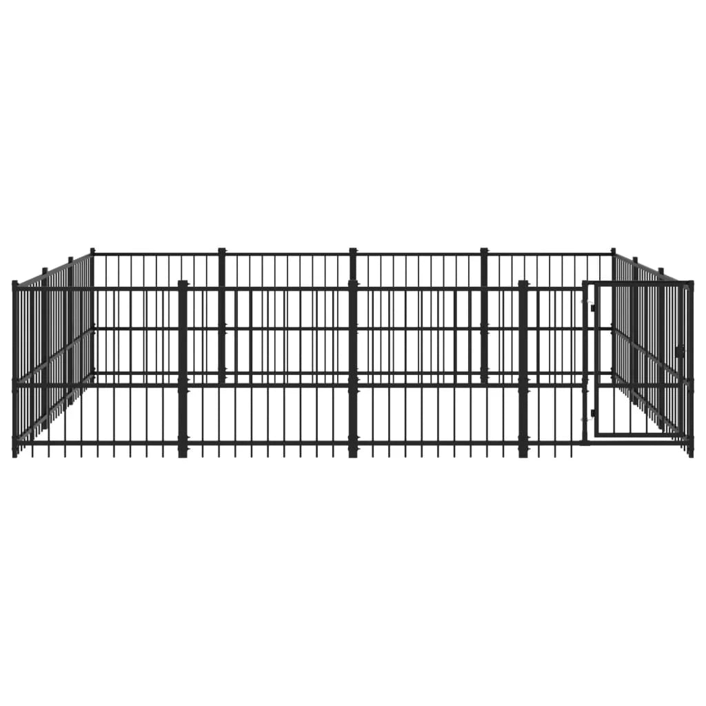 Gabbia per cuccia recinto per animali da esterno per cani in acciaio 11,58 m² nero 02_0041784