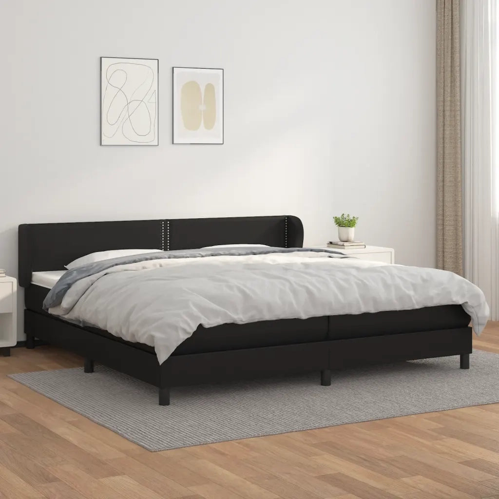 Giroletto a Molle con Materasso Nero 200x200 cm in Similpelle cod mxl 58355