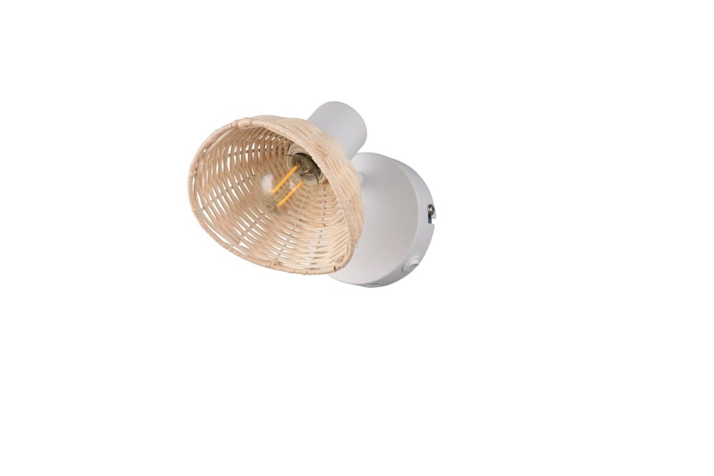 Faretto da soffitto boho 1xE14 bianco rattan CALVI RL