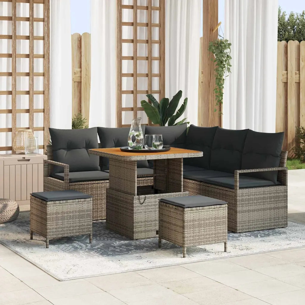 Set Divano da Giardino con cuscino 8 pcs Grigio polyrattan 3362523