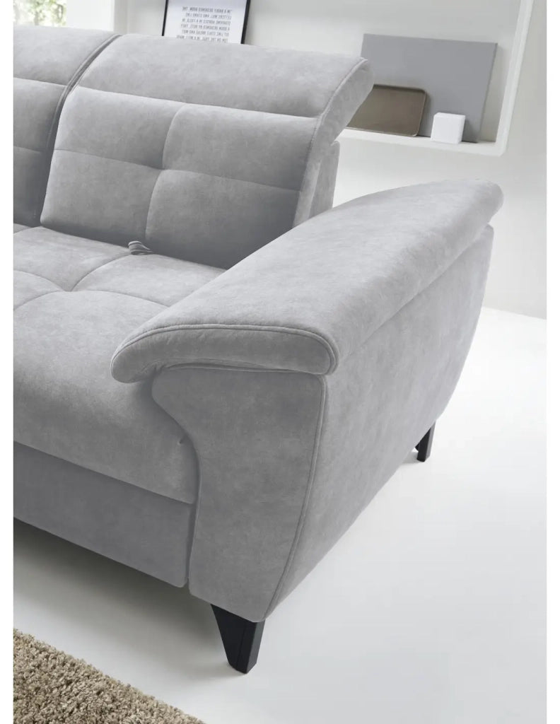 Divano ad angolo Grigio 5 posti angolo sinistro con letto 128x225cm INFERNO
