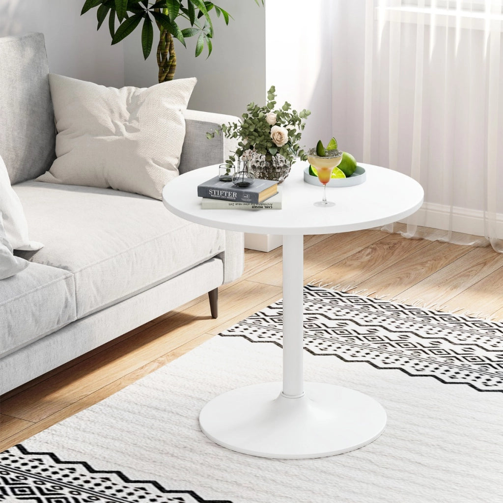 Tavolo da cocktail 101,5 cm si trasforma in tavolo caff¨¨ 56 cm, Tavolo bistro rotondo 2 pezzi finitura polvere elegante Bianco