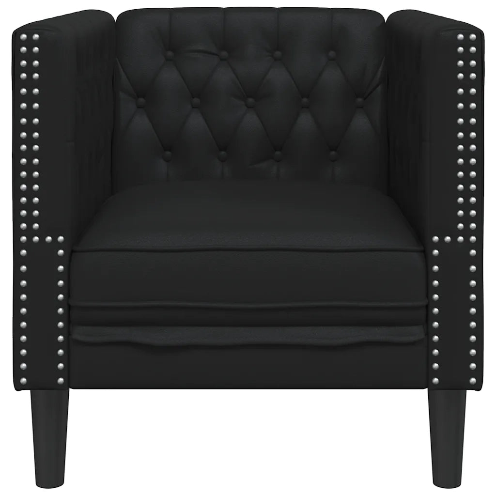 Poltrona Chesterfield Nera in Similpelle