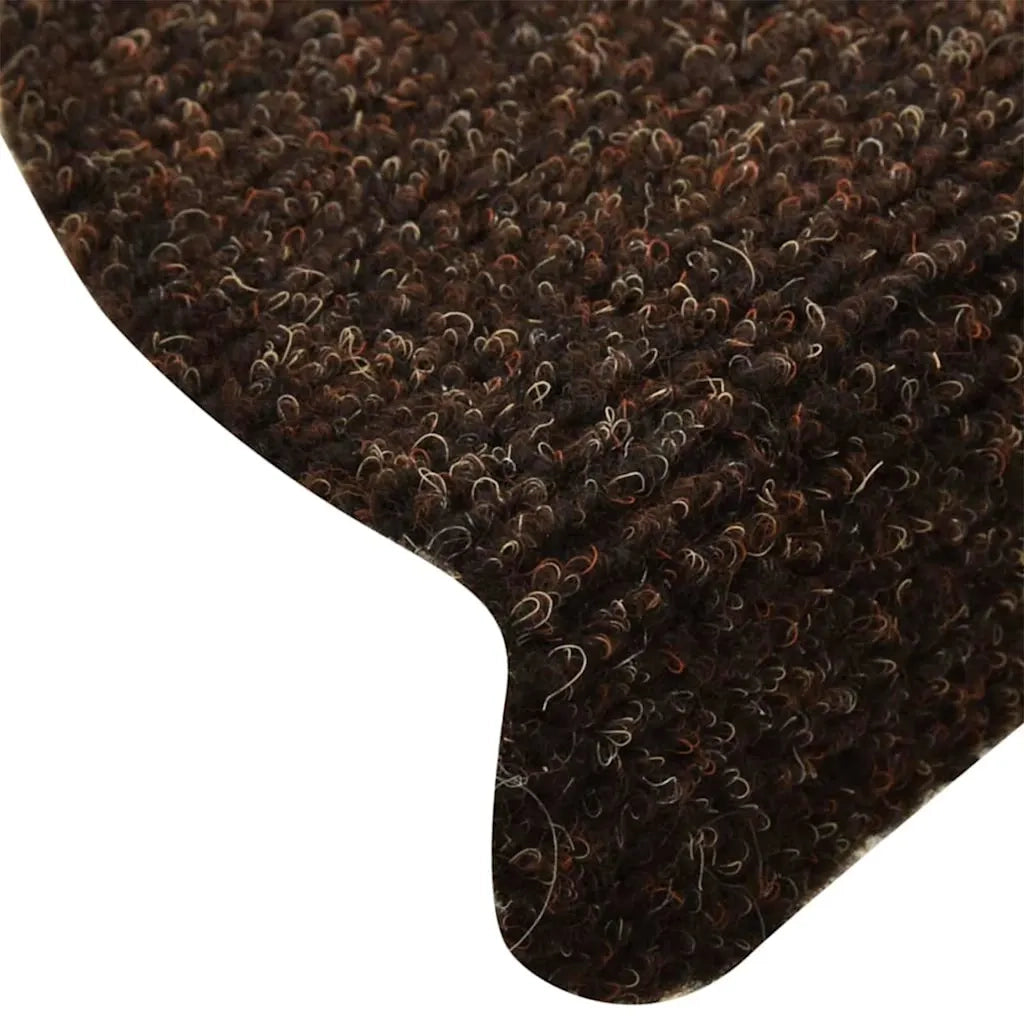 Tappetini per scale autoadesivi 10 pz 65x21x4 cm marrone semicircolari grandi 149713