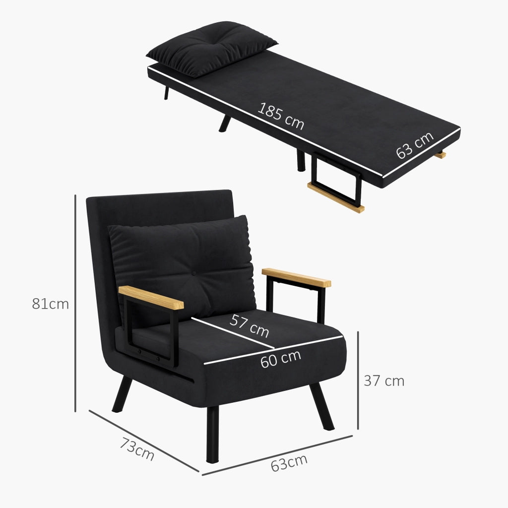 Letto imbottito singolo ¨C zephmum ¨C nero 63x73x81 cm