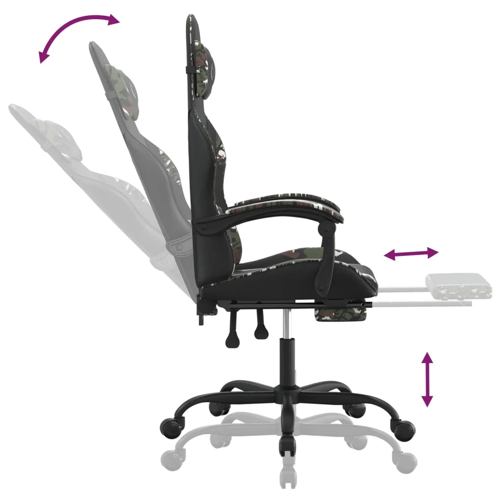 Sedia da Gaming con Poggiapiedi Nero e Mimetico in Similpelle 3143889