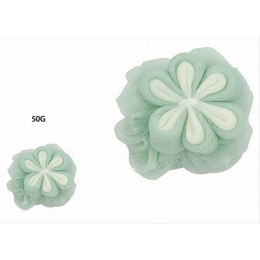 Trade Shop - Spugna A Rete Bagno Per Doccia Con Fiore Morbida Esfoliante Scrubber Verde 79584 -