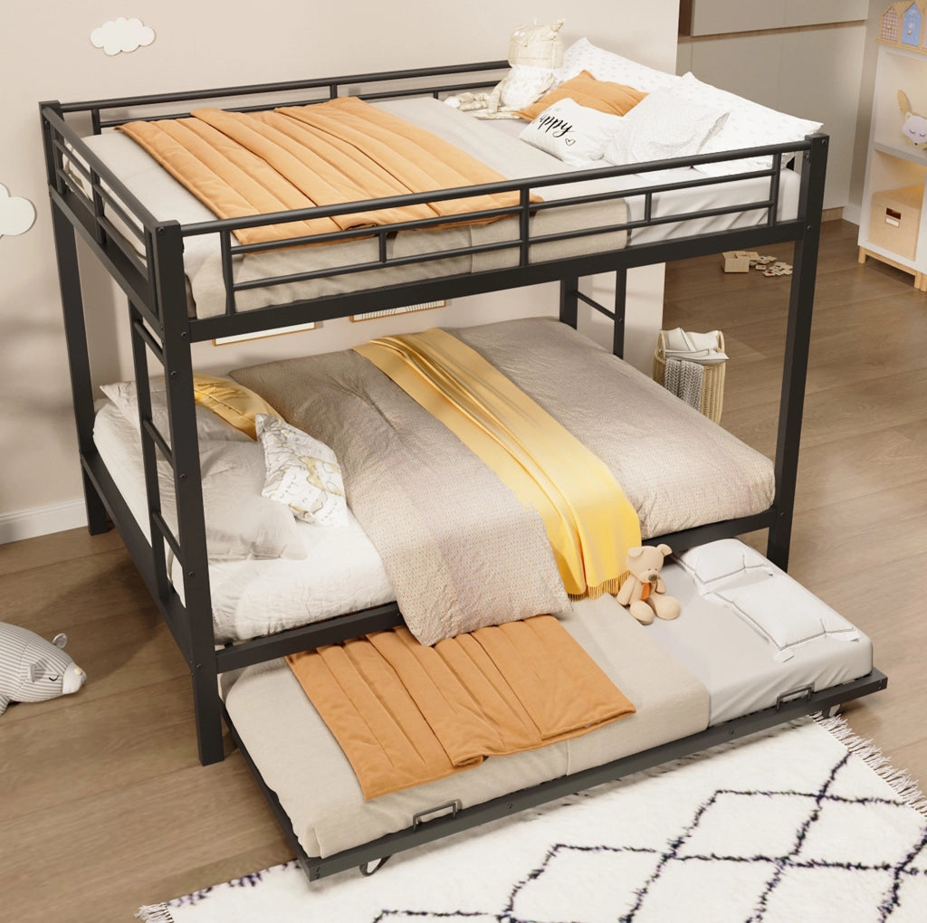Letto a castello in metallo 140x200 cm con letto estraibile; nero