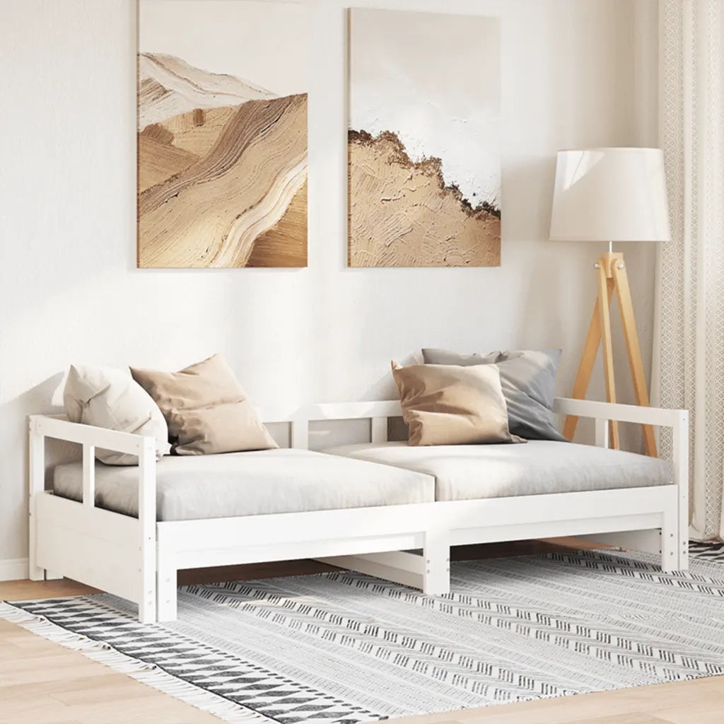 Dormeuse senza Materasso-Divano Letto-Struttura Letto Bianca 90x200 cm Legno Massello Pino 805154