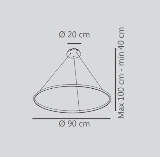 OSLO-90 N Sospensione nero opaco led integrato 52W dimmerabile SDD 2800 - 5000k SDD diametro 90cm