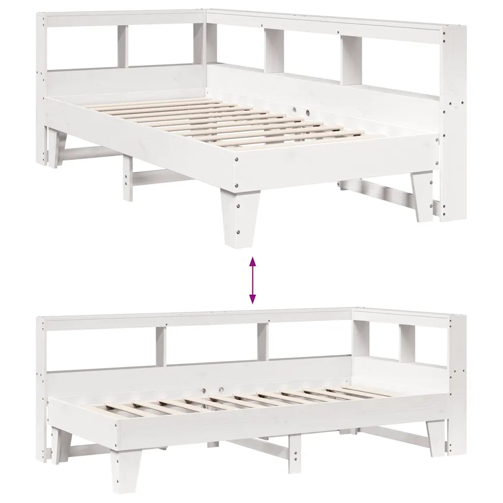 Letto con Libreria senza Materasso-Struttura Letto con contenitore 75x190 cm in Legno Pino 191370
