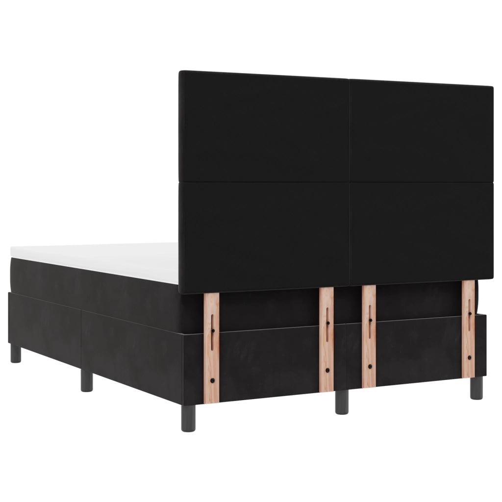 Letto Box Spring con Materasso e LED Nero 160x200 cm Velluto