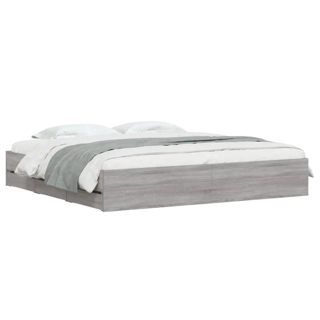 Giroletto Cassetti-Struttura Letto con contenitore Grigio Sonoma 180x200 cm Legno Multistrato 886590