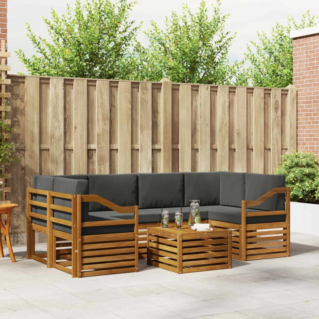 Set di divani da esterno con cuscino 7 pcs Naturale e Antracite 3374467