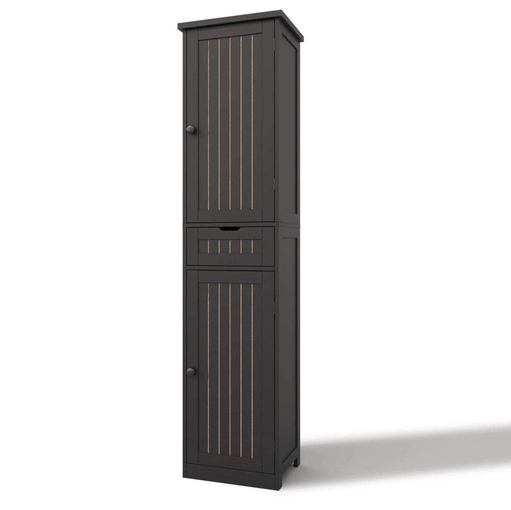 Credenza 40x30x170 cm con 4 ripiani regolabili e sistema antiribaltamento in MDF nero