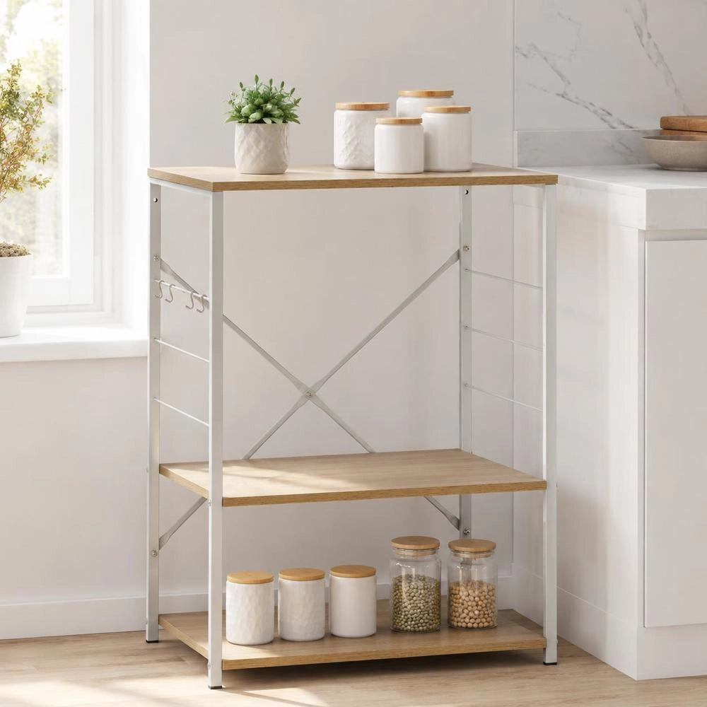 Microwave Shelf, White Oak, 60x39.6x79.5 Cm, Engineered Wood