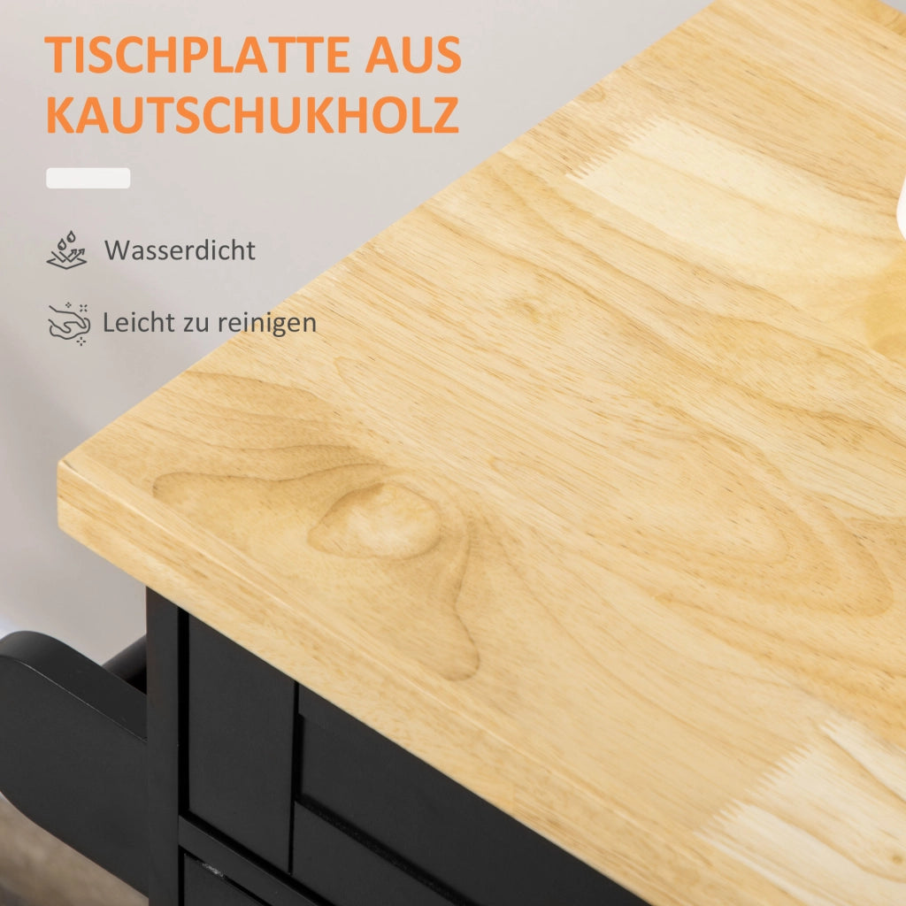 Tavolo cucina mobile con ripiani ¨C zephmum ¨C nero 109x40x89 cm