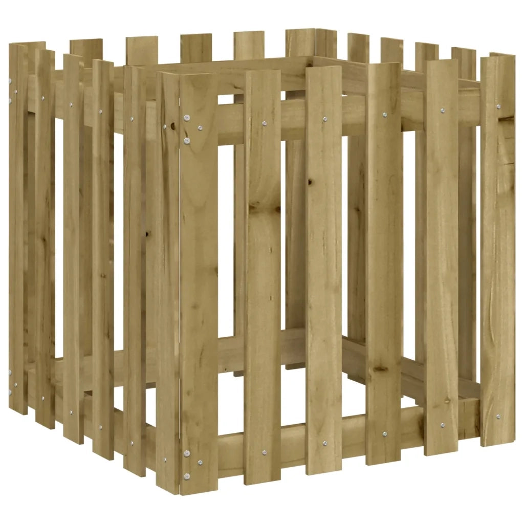 Fioriera | Cassetta per fiori | Vaso Giardino a Recinzione 60x60x60 cm in Pino Impregnato