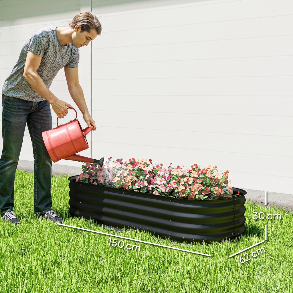 Fioriera Rialzata da Giardino in Acciaio ¨C zephmum ¨C 150x62x30 cm Nero