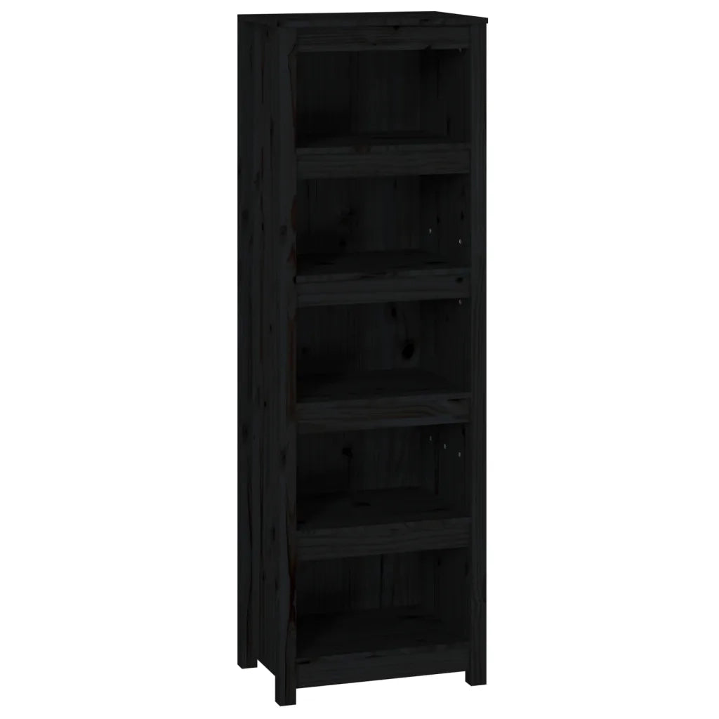 Libreria-Scaffale per Libri-Mobile di Stoccaggio Nera 50x35x154 cm in Legno Massello di Pino