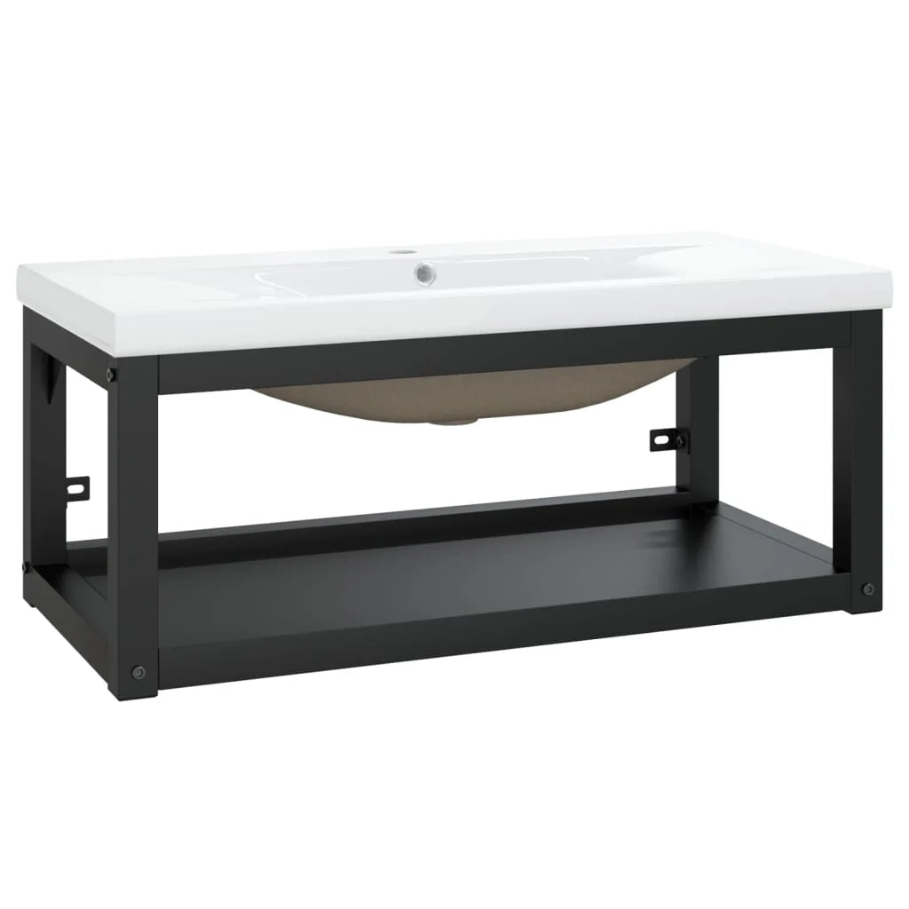Struttura per lavabo da bagno 79 x 38 x 31 cm vasca da incasso ferro nero 02_0006778