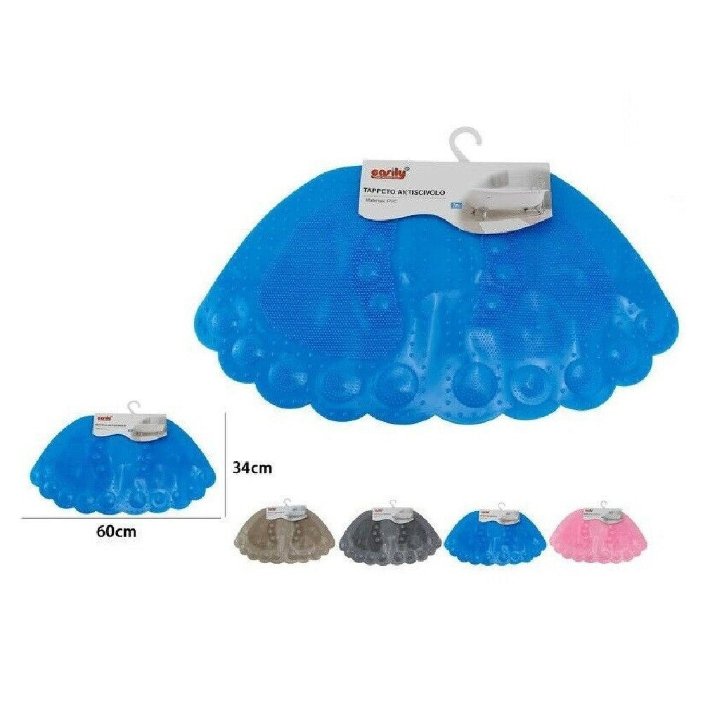 Trade Shop - Tappeto Tappetino Pvc Forma Piedi Antiscivolo Vasca Bagno Doccia 60x34 Cm 59631 -